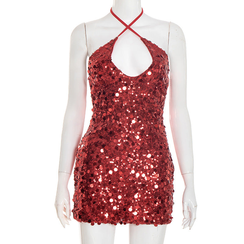 SS Elegant Strap Dress Red