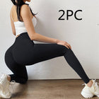Fitness Yoga Pants Butt Lifting Leggings 2pc Black