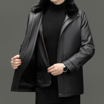 Men's Detachable Mink Cashmere Leather Jacket
