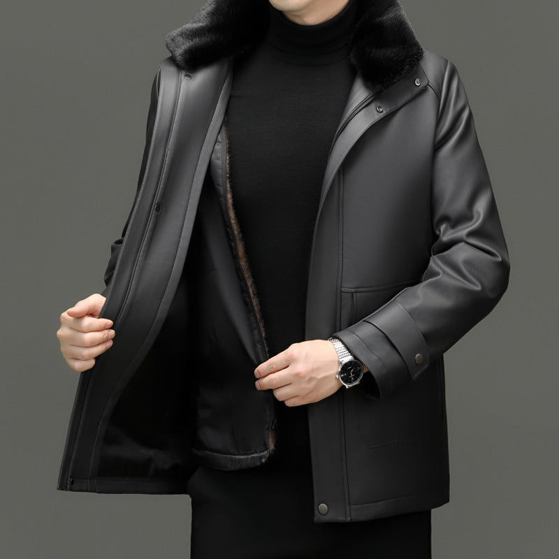 Men's Detachable Mink Cashmere Leather Jacket