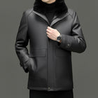 Men's Detachable Mink Cashmere Leather Jacket Gray