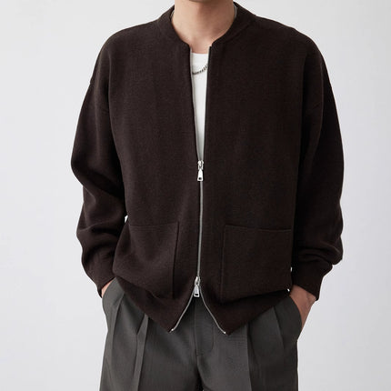 Heavy Two-way Zipper Knitted Cardigan