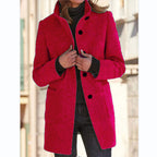 Women’s Winter Casual Button Outwear Coat Red