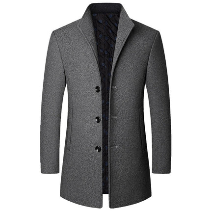Autumn And Winter Casual Woollen Coat Men Gray