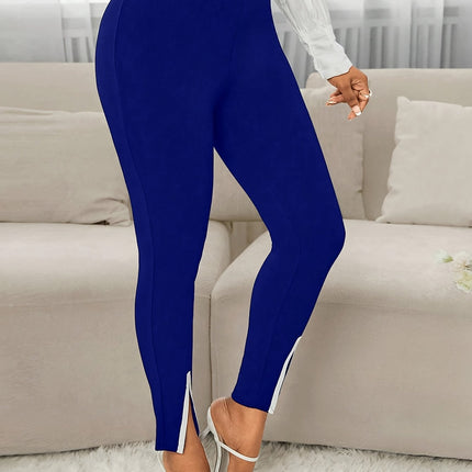 Elegant Commuting Slim-fit Pants Blue