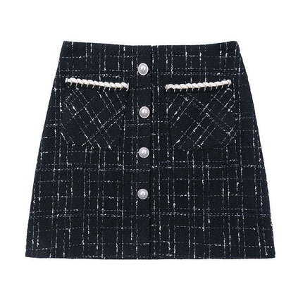Women's High Waist Plaid Skirt