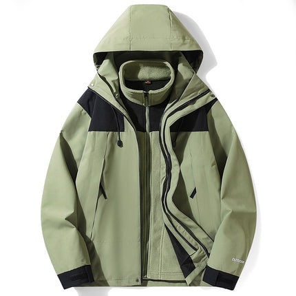 Three-in-one Outdoor Jacket Coat Men's And Women's Green