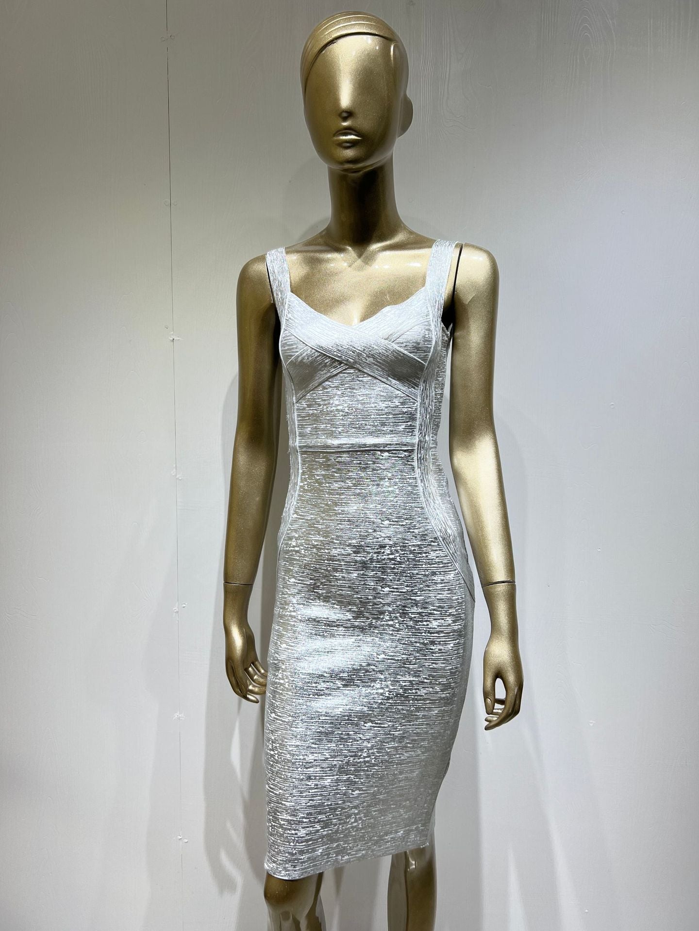 Women's Bandage One-piece Dress Silver