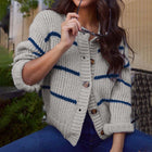Fashion Stripes Cardigan Grey