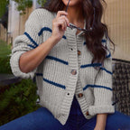 Fashion Stripes Cardigan Grey