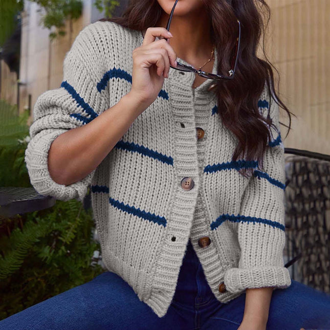Fashion Stripes Cardigan Grey