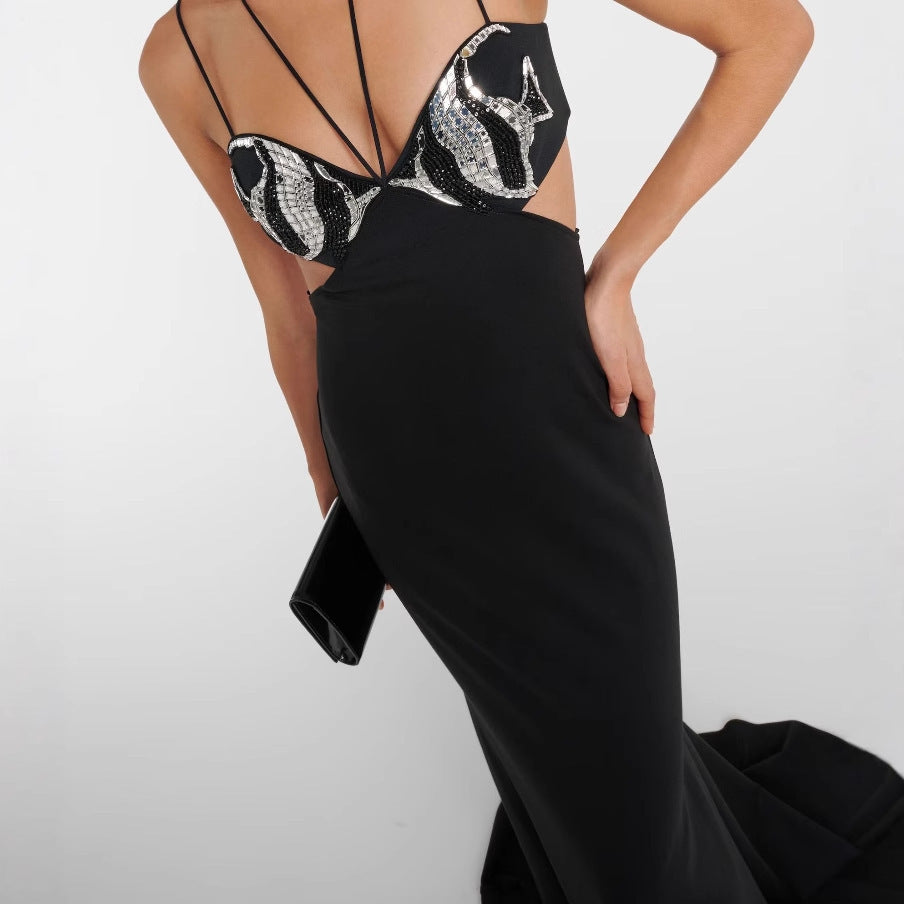 Black & Rhimestone Evening Dress