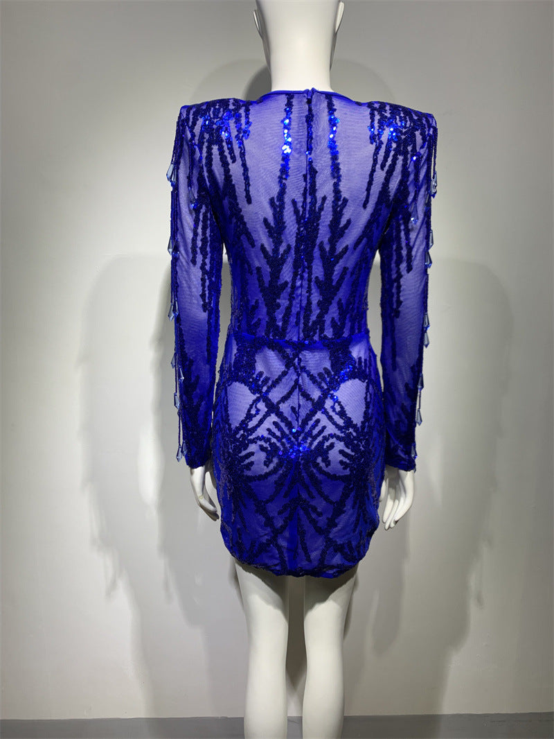 Halter Off-the-shoulder Hollow-out Bandage One-piece Dress