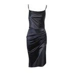 Sexy Slit Satin Dress