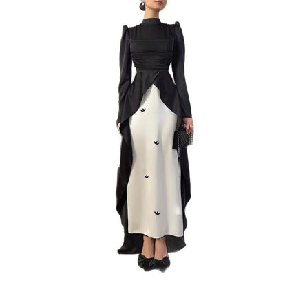 Pleated Stitching Sleeves Dress
