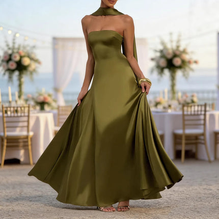 Women's Backless Tube Top High Waist Evening Gown | Party & Prom