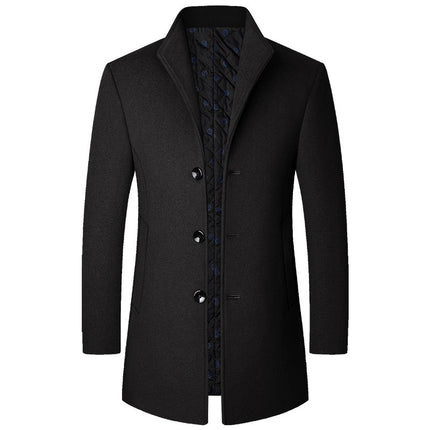 Autumn And Winter Casual Woollen Coat Men Black