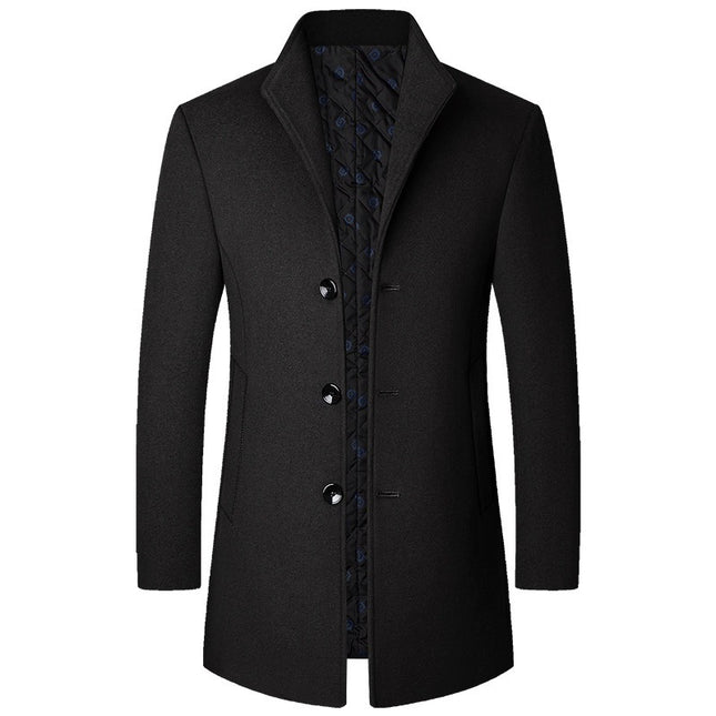 Autumn And Winter Casual Woollen Coat Men Black