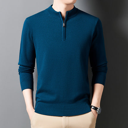 Men's Knitting Sweater Business Base Wool dark blue