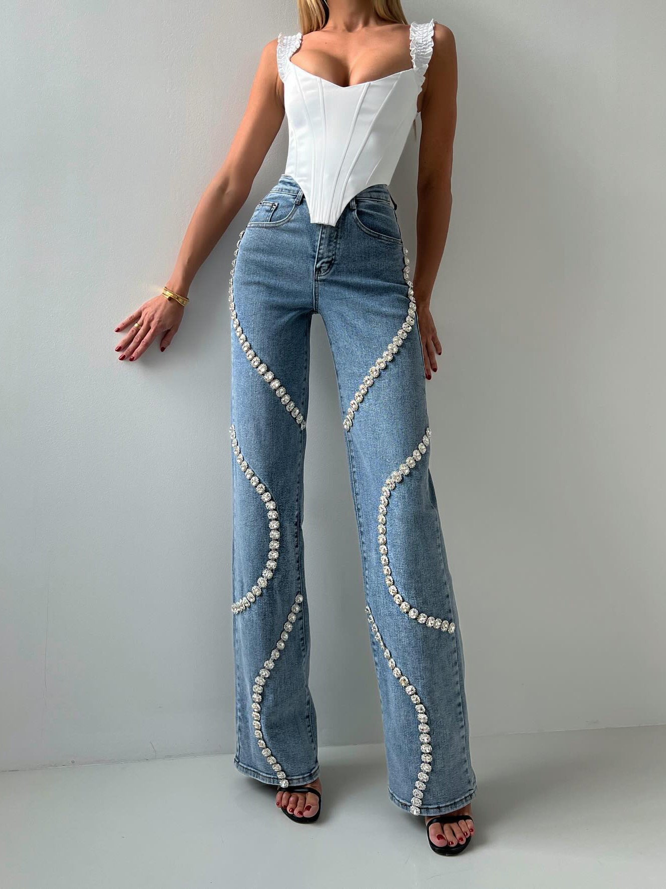 SS Rhine Stone Denim Blue