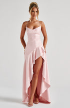 Women's Backless Ruffles Dress Pink
