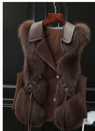 SS Fox Fur Jacket Coffee