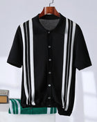 SS Men's Stripes Polo T-Shirt Black