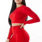 Seamless Yoga Long-sleeved Top Tight Quick Dry Hygroscopic Suit For Women Red