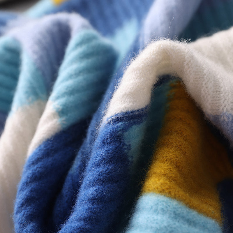 Cashmere Sweater Loose Round Neck Multicolor