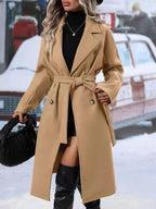 Women’s Double-breasted Trench Coat With Belt Winter