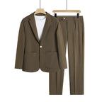 Men Loose Drooping Style Suit Set Gray And Brown