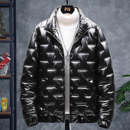 Men's Glossy Stand-up Collar Casual Jacket