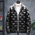Men's Glossy Stand-up Collar Casual Jacket