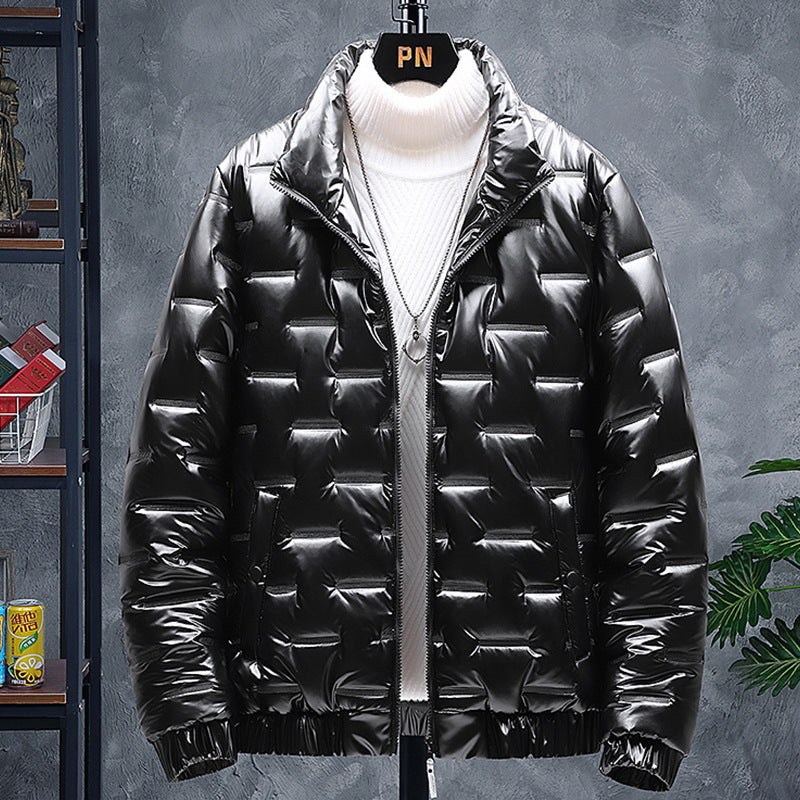 Men's Glossy Stand-up Collar Casual Jacket