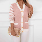 Women's Striped Loose Button Sweater