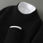 Men's Half-high Collar Thickened Pullover Black Half Turtleneck
