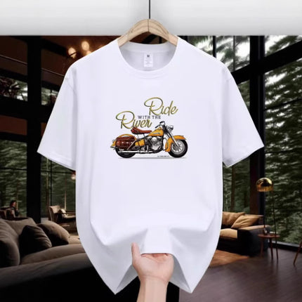 Men's Fashion Casual Motorcycle Pattern Printed T-shirt