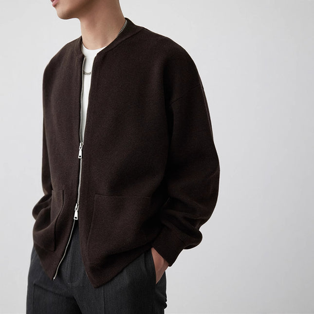 Heavy Two-way Zipper Knitted Cardigan