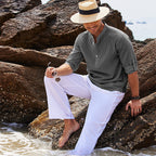 Men's Casual Shirt Long Sleeve Stand Collar Shirt