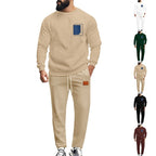 Men's Sport Suit Color Matching Sweater Two-piece X