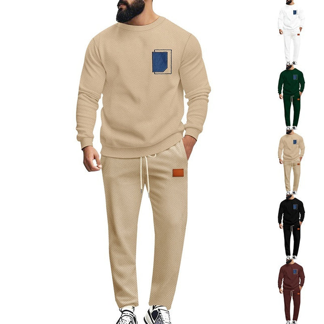 Men's Sport Suit Color Matching Sweater Two-piece X