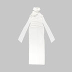 Wooden Ear Shoulder White One-piece Dress