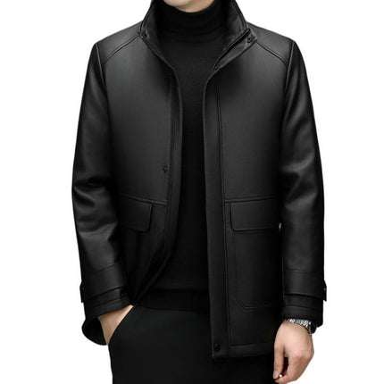 Men's Detachable Mink Cashmere Leather Jacket