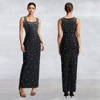 Rhinestones Sleeveless Sheath Tight Dress