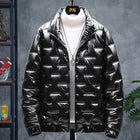 Men's Glossy Stand-up Collar Casual Jacket Black