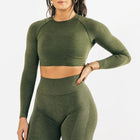 Seamless Yoga Long-sleeved Top Tight Quick Dry Hygroscopic Suit For Women Dark Green