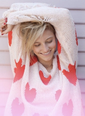 Women's Loose Hole Knitwear Pullover Pink