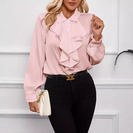 Women's Ruffled Laminated Decoration Shirt