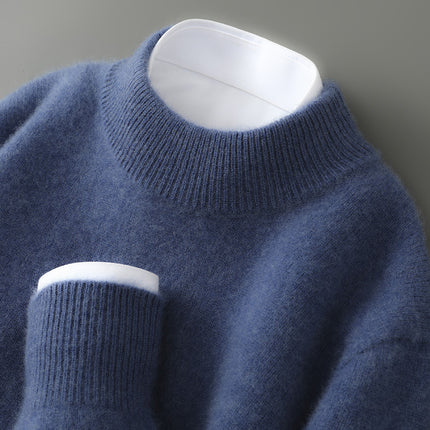 Men's Half-high Collar Thickened Pullover Peacock Green Half turtleneck