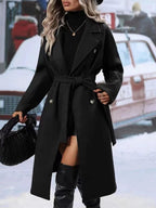 Women’s Double-breasted Trench Coat With Belt Winter